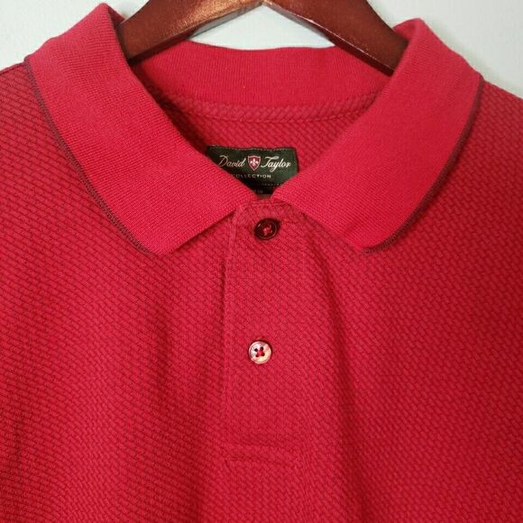 David Taylor Collection Mens Polo Shirt Short Sleeve Collared Red Sz XLT XL Tall - Picture 14 of 15